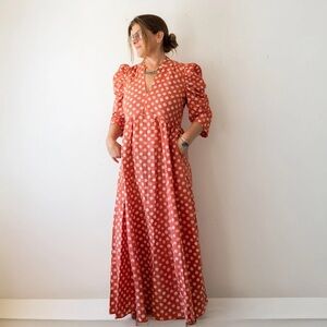 NWOT Matta Vayu maxi puff sleeve dress in polka dot